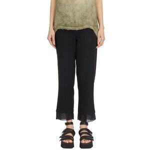 SANCTAMUERTE Women's Cropped Wide-Leg Pants with Sheer Hem Women BLACK